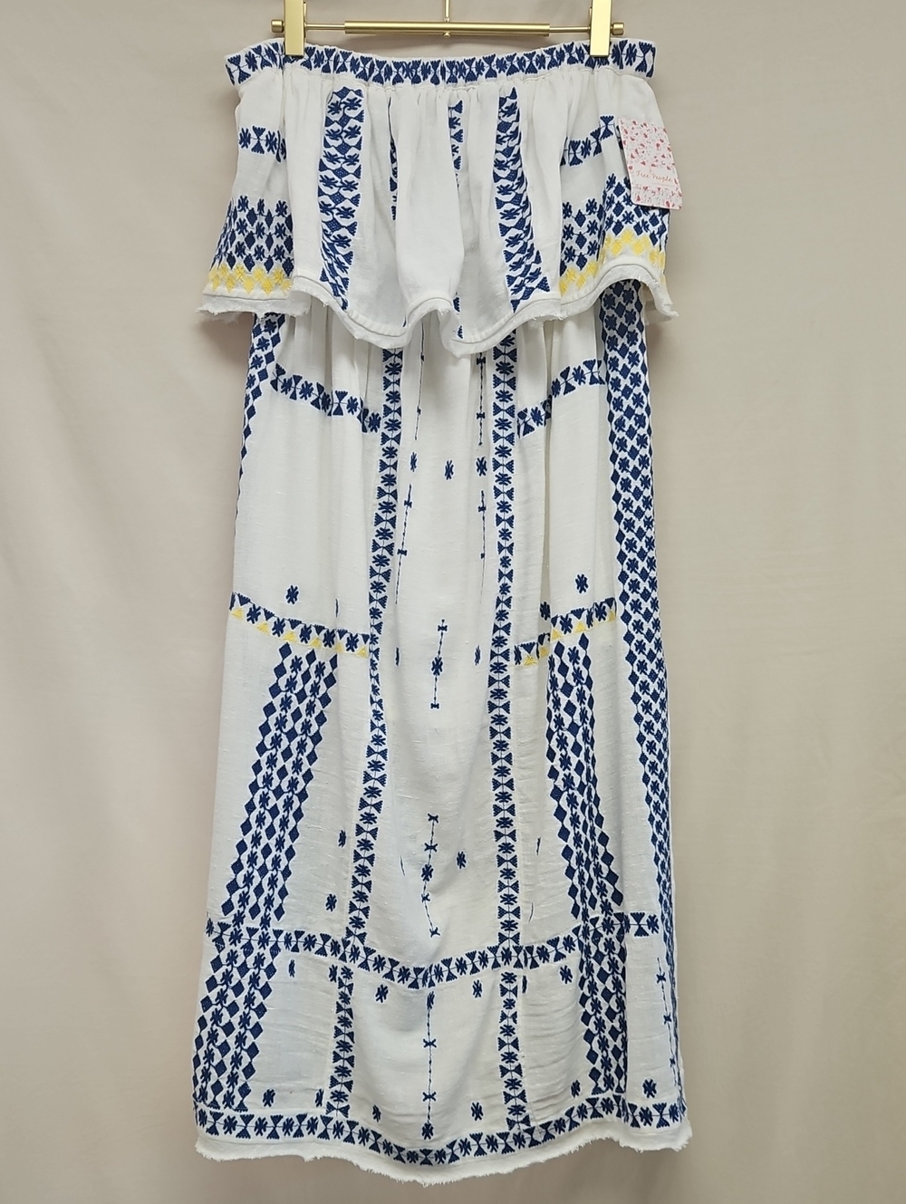 NWT Free People Off Shoulder Embroidered Midi Dress Small Boho Cottagecore
